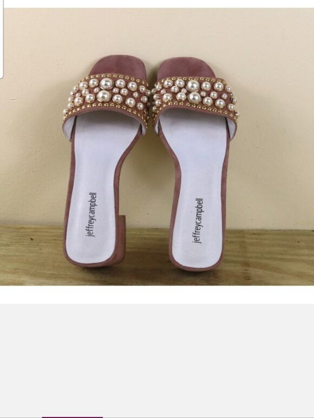 Jeffrey Campbell Rose Pink Pearl & Stud Slide Sandals